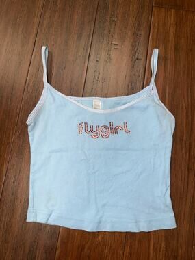 blue Y2K-style spaghetti strap cropped tank top “flygirl” Medium